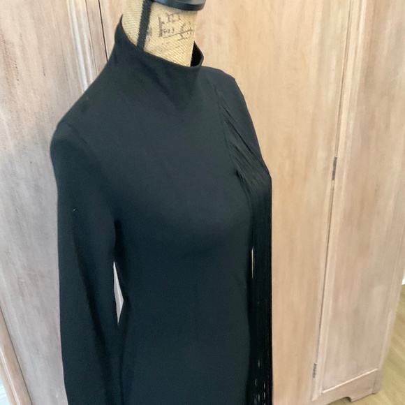 New Stella McCartney asymmetric fringed knitted dress $1279 minimalist black M - Picture 10 of 15